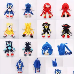 Fyllda plyschdjur 45 cm Sonic Hedgehog Stark Book Ryggsäck P Toys Wholesale and Retail Drop Delivery Gift Otxe0