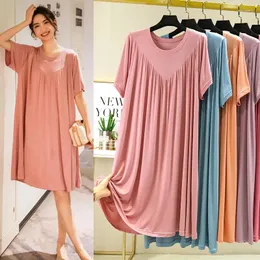 Women's Sleepwear Modal Pajamas Cotton Summer Clothing Loose Fitting Large Casual Short Sleeved Evening Dress Slender Home