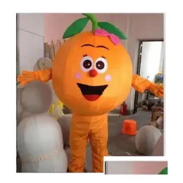 마스코트 의상 할로윈 파티 만화 캐릭터 판매 지원 커스터마이징 드롭 디브 DHFET를위한 고품질 오렌지 두리안 과일 의상