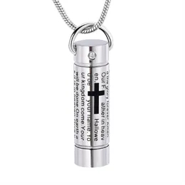 IJD2207 NYTT DESIGN TUBE CREMATION NECKLACE MEMORIAL URN LOCKET FUNERAL ASHES Hållare Keepsesse Rostfritt stål smycken191Z