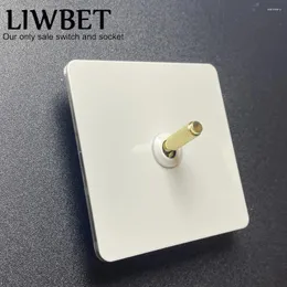 Smart hemkontroll Liwbet White 1 gäng / 2/3 4 väggomkopplare och 2 -vägs rostfritt stålpanel ljus med guldfärg växel