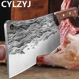 Köksknivar 1 kg hackkniv 5 mm förtjockad handgjorda smidda kök benkniven slaktare hållbart hårt blad hackare kithen kniv klavare q240226