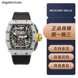 Richarmills Watch Swiss Mechanical Watches Mill RM1103ホワイトゴールドオリジナルダイヤモンドセットメンズファッションレジャースポーツカレンダークロノグラフ腕時計FRJ