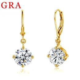 귀걸이 레드 우드 브랜드 총계는 2.4ct 7mm 라운드 컷 Moissanite Drop Earrings와 함께 여성 트렌드 선물을위한 웨딩 보장 보석