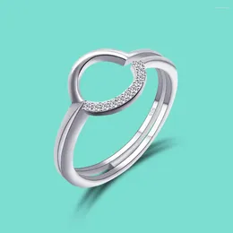 Cluster Rings Classic Fashion 925 Sterling Silver Simple O-shaped Ring Cubic Zircon Eternity Band For Women Men Birthday Party Jewelry Gift