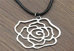 WYSIWYG 5 Pieces Leather Chain Necklaces Pendants Choker Collar Male Necklace Fashion Hollow Rose Flowers 37x36mm N6B140084552763