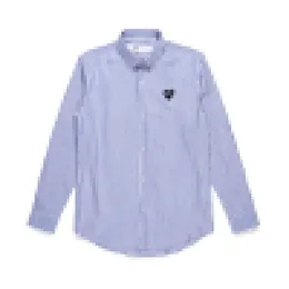 Yeni Gömlek Tasarımcısı CDG Erkek ve Kadın Oyunu Aşk Basılı Mavi Beyaz Çizgili Pamuk Düğmesi Up Gömlek