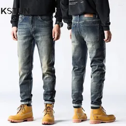 Jeans masculinos em linha reta para homens calças jeans estiramento casual streetwear roupas comprimento total calças 2024 outono de alta qualidade
