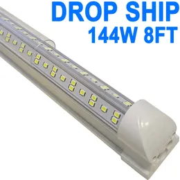 LED -butiksljus 8ft, 144W 14400LM 6500K, T8 LED -ljusarmatur, tydlig täckning, tak- och verktygsbutiker, länkbara rörljus, sho p -lampor, garage crestech