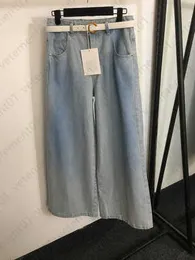 Jeans Womens Fashion Style Designer Women Jean With Belt Brand Pant Wash And Paint To Decorate Wide-leg Denim Pants Womens Clothing