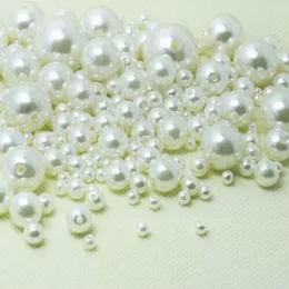 1000pcs Lot elfenben abs faux pärlpärlor avståndslösa pärlor 4mm 8mm 10mm 12mm juvelera tillbehör för DIY -tillverkning278w