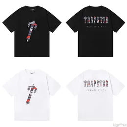 デザイナーシャツトラップスターロンドンレッドカモレタープリントピュアコットンダブルヤーン半袖TシャツメンズアンドレディースストリートファッションB3KZ DTEB