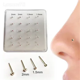 Stud 925 Sterling Silver Nose Stud 1.5mm 2mm Mixed Size Ball Indian Nose Piercing Body Jewelry 20pcs/pack