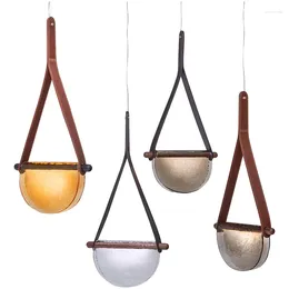 Pendelleuchten Persönlichkeit Art Deco Lampe Nordic Kreative Handtasche Droplight Leder Glas Led Hängende Beleuchtungskörper Ankunft