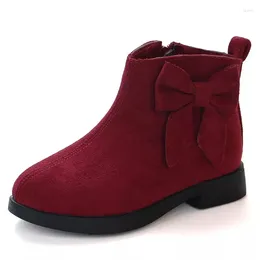 Boots JGVIKOTO 2024 Autumn Winter Fashion Rubber For Girls Kids Ankle With Big Bow-knot Princess Sweet Children Shoes