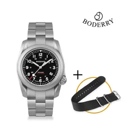 الساعات الأخرى Bodery Voyager Field Watch Titanium Automatic Diving Watch 100m مقاوم للماء سوار التيتانيوم أعلى من خط السطح العسكري مشاهدة Mens Wat J240226