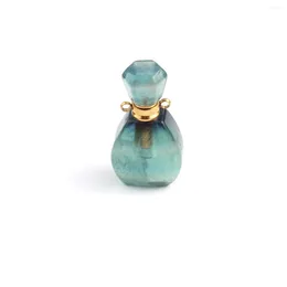 Pendant Necklaces Natural Stone Green Fluorite Perfume Bottle Pendants For Necklace Reiki Essential Oil Diffuser Charm Women Gift