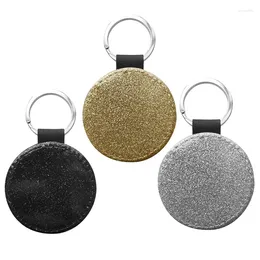 Keychains 10 Pack Sublimation Blanks Keychain Glitter PU Leather DIY Heat Transfer Keyring