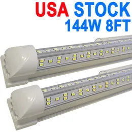 LED T8 Integrated Single Fixture, 8ft 14400lm, 6500k Super Bright White, 144W Utility LED -butiksljus, tak och under skåpljussladdade elektriska garage Crestech