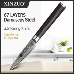 سكاكين المطبخ Xinzuo 3.5 بوصات سكين 67 طبقات دمشق الصلب سكين الفولاذ المقاوم للصدأ الفواكه تقشير قاطع الجدول Q240226