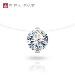 Gigajewe Moissanite julhalsband 3 0ct 9 0mm VVS1 EF Color Pendent Round Cut Fish Line GMSN-008283G