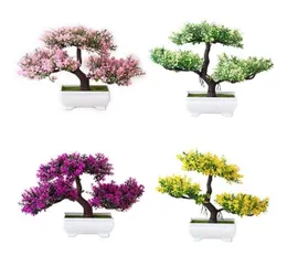 Artificial Plants Potted Bonsai Green Small Tree Fake Flowers Ornaments For Home Garden Decor Party El Decorative Wreaths9823564