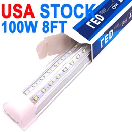 LED Shop Light 8FT 100W 10000LM 6500K Garage Lights with Reflectors, V Shape Linkable LAED Shops Lights, Clear Cover Ceiling Lighting, T8 Integrated Fixtures crestech