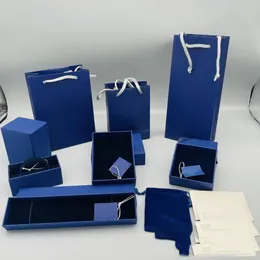 Designer-Schmuckkästchen, modisches blaues Set, Ringetui, Halskette, Armbänder, Kette, Ohrringe, Schmuck, Display, Verpackung, Geschenkbox mit Zertifikat