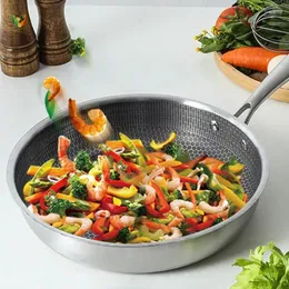 Pans Non-Stick Stainless Steel Pan Cooking Skillet Kitchen Induction Frying Full-screen Honeycomb Accessories