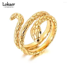 مجموعة حلقات Lokaer Fashion Stainless Steel Snake Animal for Women 18k Gold Perfect Personal Finger Finger Finger Finger Jewelry R23027
