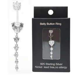 حلقات زر الحلقات الاسترليني Sier Belly Rings 14G CZ شكل قلب حلقات السرة حلقات بطن ثقب بطن للنساء المجوهرات جسم الجسد