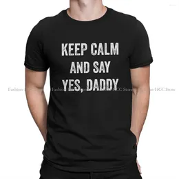 Herren-T-Shirts, BDSM-Bondage-Disziplin-Dominanz-Unterwerfungs-T-Shirt für Männer, lustiges „Keep Calm Yes Daddy Kink Lover“-Humor-Shirt