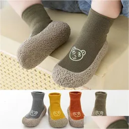 Erste Wanderer Babyschuhe Baumwolle Säugling Kleinkind Walker Jungen Mädchen Kinder Weiche Gummi Strick Booties Antislip 240124 Drop Lieferung Maternit Dh23H