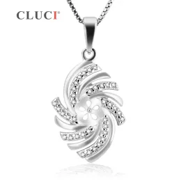 Halsband Cluci Brilliant Rhinestone Pendant Finding 925 Sterling Silver Crystal Pendant For Woman Jewelry DIY Without Chain SP211SB