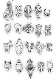 Blanda 20 djur antik silverpläterad legering stor hål charms distanspärlor passar charm armband diy smycken halsband hängen charms1390800