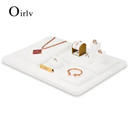 Anéis oirlv moda branco conjunto de exibição de jóias lojas gabinete exibição adereços colar busto relógio anel brincos pulseira decoração rack