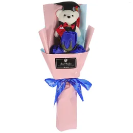 장식용 꽃 미니 박제 곰 꽃다발 졸업 선물 선물 졸업생을위한 꽃 선물 플러시 연회