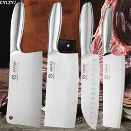 Noże kuchenne stal nierdzewna japońskie noże szefa kuchni Zestaw mięsny warzywa Ryby Siekanie Cleaver Santoku Knife Chińskie narzędzia do noża kuchennego Q240226