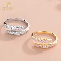 Cluster Rings TFGLBU CT Full Moissanite 925 Sterling Sliver Ring For Women 18k Plated Double Row Diamond Band Gift Luxury Jewelry