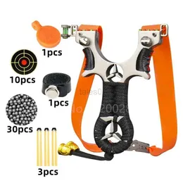 Hunting Slingshots Outdoor Hunting Shooting High Precision Stainless Steel Slingshot High Power Laser Aiming Catapult Competition Practice YQ240226