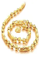 Модное 18-каратное позолоченное ожерелье-цепочка с бусинами золотого тона в стиле хип-хоп, мужские ювелирные изделия, подарки на годовщину 257V4324825