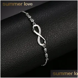 Corrente nova moda sier cor infinita pulseira pulseira delicada simples personalizado infinito 8 símbolo corrente ajustável cinta dhgarden dhaak