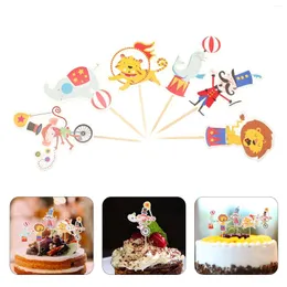 Festliga leveranser 48 datorer Circus Cake Insert Baby Decorations Carnival Topper Tiger Cupcake Toppers Animal Ingredients Clown Paper