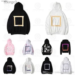 Mens Hoodies Sweatshirts Offs White 4A Ströja Kvalitet Fashion Color Box Hip Hop Street Classic Brodered Letter Marka Polar Fleece