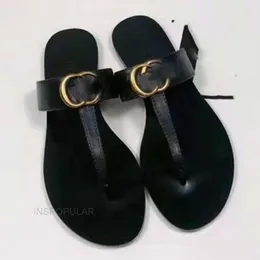 Projektant slajdów płaskie g klapki letnie sandały skórzane luksusowe kapcie Hal Dame Women Fashion Beach Classic Buty Czarne damskie rozmia