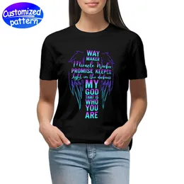 Camiseta feminina personalizada HD Boutique de manga curta com estampa dupla reforçada em volta do pescoço Não deformável Respirável com punho duplo dobrado letras 100% algodão 145g preto