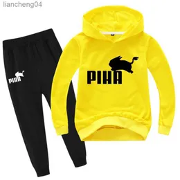 Kleidungssets PIHA Kaninchen Trainingsanzug Frühling Sport Anzug Kinder Cartoon Gedruckt Hoodie Hosen 2 stücke Sets Baby Jungen Kleidung Sets Kleinkind Mädchen Outfits