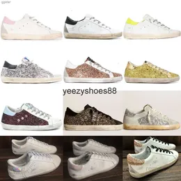 Golden Goosesss męska gwiazda złota 2023 Buty zwykłe Super Goldens Sneakers Designer Pink Brown Srebrny Glitter Deluxe Men Women Do Old Dirty Trainers S Golden