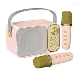 Microphones 1 Sets Mini Karaoke Machine With 2 Wireless Portable Bluetooth Speaker For Kids