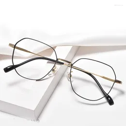 Sunglasses Frames Titanium Opticas Retro Glasses Prescription Men Women Spectacles Reading Myopia Oculos Eyewear Polygon Frame High Degrees